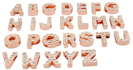 Holibanna 26 pièces Pendentifs Lettres Alliage pour Création Bijoux DIY Charms Colorés avec Trou Carré Adaptés Bracelets et Porte Clés Perles Alphabet Rose Doré