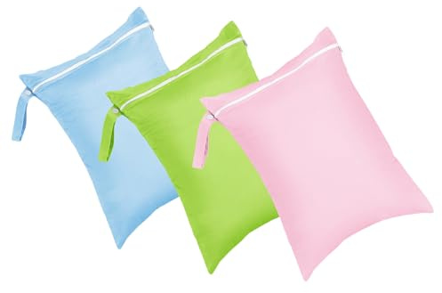 MALSSE 3 sacchetti per pannolini per bambini, lavabili e riutilizzabili, da viaggio, spiaggia, piscina, per costumi da bagno o vestiti bagnati, borsa per pannolini riutilizzabili lavabili e asciutti