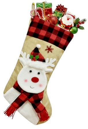 XDGBGFN Personalisierte Weihnachtsstrümpfe Groß Nikolausstrumpf Hängende Weihnachtsstrumpf für Weihnachtsdekorationen, Geschenktüte, Kamindekoration (Weihnachten-3)