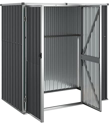ACAGALA Metall Gerätehaus Geräteschuppen Gartenhaus 161 x 89 x 161 cm, Gartenschrank Wetterfester Metallschuppen mit Doppeltüren, Ideal für Gartenwerkzeug & Fahrräder - Verzinkter Stahl, Anthrazit