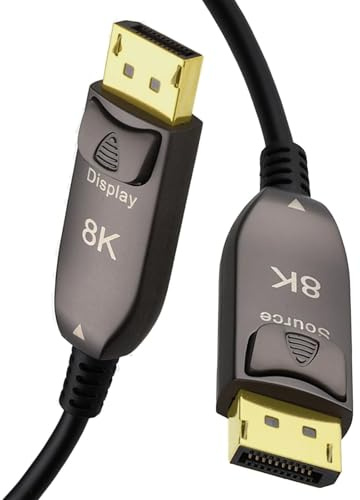 kenable Active DisplayPort 1.4 Optical Cable AOC 8K 30Hz 4K 120Hz 32Gbps HDR HBR3 Fibre Optic DP to DP Male CPR ECA Rated 10m Black