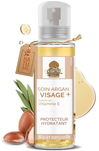 Soin Argan Visage + | Huile d’Argan, Jojoba & Vitamine E | Hydratation, Éclat Naturel & Protection Anti-Âge – Soin Nourrissant pour Tous Types de Peaux
