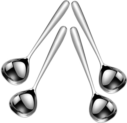 TOYANDONA Lot De 4 Louches à Soupe En Acier Inoxydable Grosse Capacité, Manche Long, Cuillères De Service Polyvalentes Cuisine, Préparation De Soupes Et Ragoûts Domestiques Et Professionnels