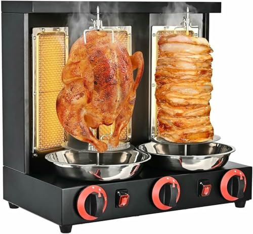 Barbecue vertical commercial, rotation automatique à 360°, rôtissoire à gaz, four à kebab en acier inoxydable avec contrôle de la température, pour restaurant, cuisine, fêtes