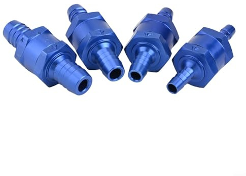 Jotekonoby Lot de 4 clapets anti-retour de carburant unidirectionnels de 6 mm, 8 mm, 10 mm, 12 mm, pour carburateur essence diesel, débit de carburant en alliage d'aluminium (bleu)