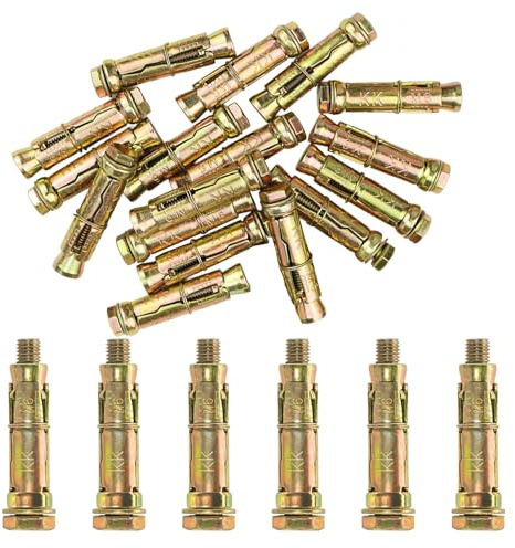 XxinXrong 30pcs Heavy Duty M6x50mm Anchor Bolts, Zinc Plated Triple Expansion Bolts for Concrete, Brick & Masonry - Complete with Nuts & Washers for Secure Fixings