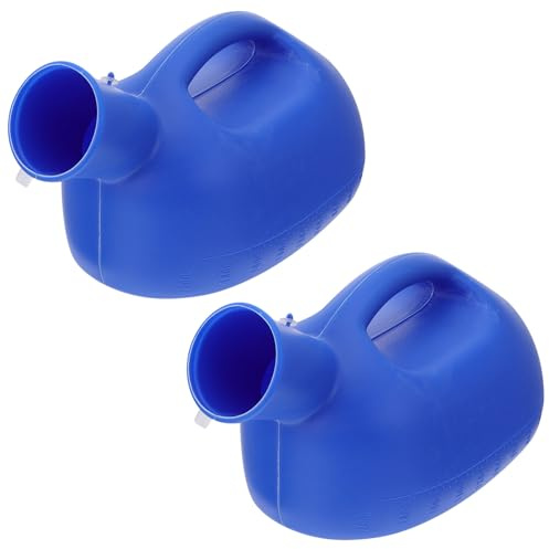 FRCOLOR Orinal Portátil para Hombres 2000ml con Tapa, Plástico Estable y Aislante de Olores, Adecuado para Ancianos y Uso Doméstico, Paquete de 2 Unidades