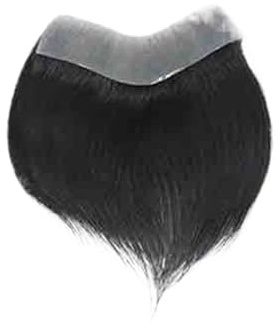 Toupee homme Hommes délié toupet cheveux humains forme V Invisible frontal postiche Prothèses capillaires(16cmx1. 5cm)
