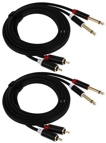 UTHCLO Cavo Audio Doppio Rca a 1,5 M Doppio Jack 6,35 Mm, Cavo Adattatore Audio Schermato Nero, Set da 2 Pezzi per Mixer, Amplificatori e Altoparlanti, Alta Durata e Trasmissione Stabile