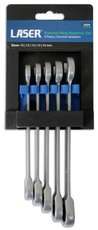 LASER TOOLS 3229 Juego de llaves poligonales y boca de trinquete plata