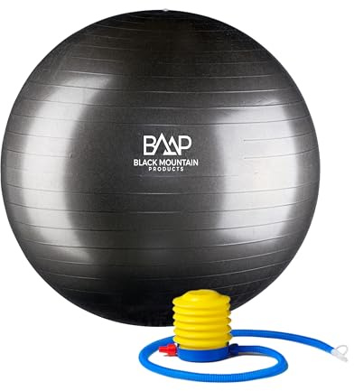 Black Mountain Products 65cm Professional Grade Stability Yoga Ball, Black