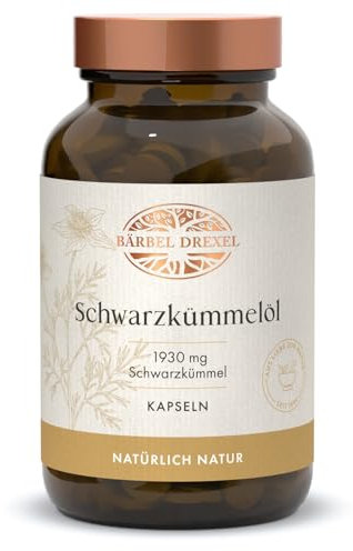 Schwarzkümmelöl Kapseln Hochdosiert Ägyptisch Vegan (190 Stk) 2000 mg pro Tagesdosis, naturbelassen, kaltgepresst, Linolsäure & Vitamin E Naturheilkunde Schwarzkümmel BÄRBEL DREXEL®