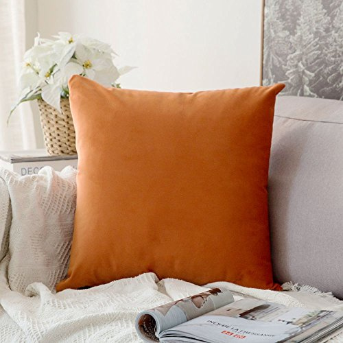 MIULEE Kissenbezug 60x60 cm samtkissen couchkissen Orange | Kissenhülle Dekorative Dekokissen Sofakissen Wurfkissenbezug mit Verstecktem Reißverschluss Sofa Schlafzimmer
