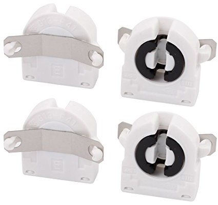Aexit 4 Pcs AC500V 2A G13-F41A T8 Douille Lumière G13 Base Support De Lampe Fluorescent Blanc IT636136R340422P