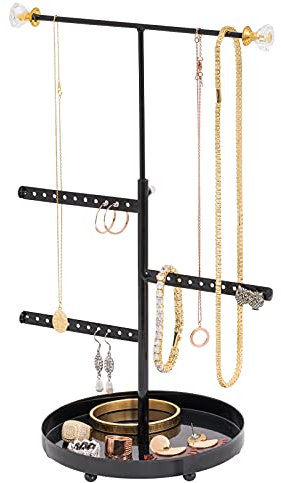 Sasha Morel T-Shaped Jewellery Stand with Base | Necklace Stand Jewellery Organiser - Bracelet Holder, Earring Storage Organiser, Dressing Table Organiser | Room Decor & Christmas Gifts for Girls