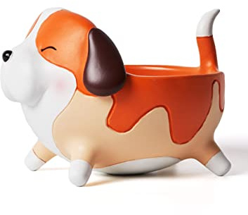 SEINHIJO Plato de Caramelo, Bandeja de Aperitivos, Galletas, nueces, Cuenco Moderno, decoración de Perro, Estatua de Regalo para el hogar, Adorno de poliresina, Manualidades, 17 cm