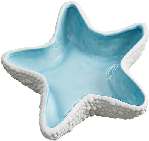 Disoza Groß Muschel Schale Schmucktablett Seestern Dekoschale 21 * 19 * 4cm Schmuck Deko Tablett Keramik Schlüssel Ablageschale Teller Speiseteller Porzellan Desserttelle Flur Schlüsselablage