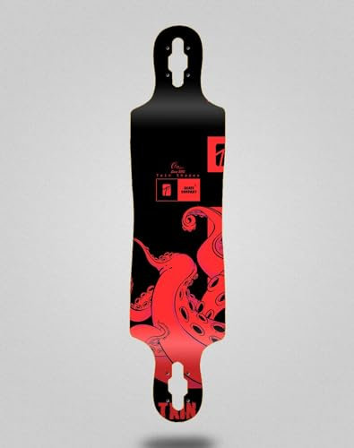 Txin Skate Skateboard Longboard Deck 40x9 Drop Octopus Red