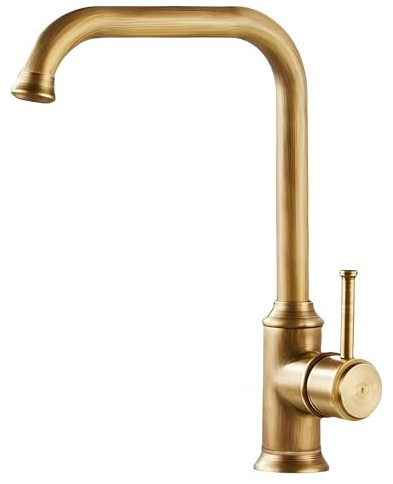 KOPYFANTAP Vintage Robinet Cuisine Évier en Laiton Antique | Retro Mitigeur Mélangeur Monocommande de Évier, Pivotant à 360°,Eau Chaude et Froide, Cartouche Céramique, G3/8, pour Cuisine