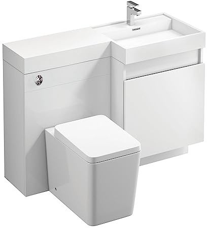 Go Bathrooms Wiltshire 1200mm Right Hand White Combination Vanity Unit | Back to Wall Toilet Unit | One Piece Worktop & Basin | Bathroom Unit