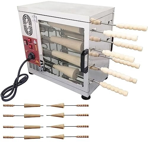 ANXYYDS Chimney Cake Oven Electric Commercial Machine with 8/16 Pcs Roller, Cake Pop Roller Machine, Ice Cream Cone Grill Maker, Perfect for Restaurant Home Kitchen Snack Bar,8sticks
