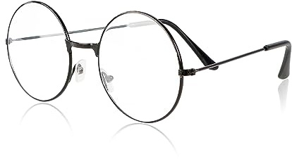 BHGT Weihnachtsmann Brille Rund Retro 60er 70er Jahre Hippie Brille Partybrille Nikolaus Weihnachten Kostümzubehör Accessoires für Karneval Fasching Mottoparty (Schwarz)