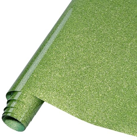 Tintnut Light Green Glitter HTV Vinyl Roll -12 x5ft Lawn Glitter Heat Transfer Vinyl Shinny Glitter Iron On Vinyl for T-Shirts Glitter HTV