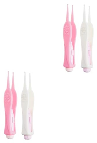 SAFIGLE 4stücke Ohrreiniger Für Kleinkinder Flexible Kunststoff-ohrentferner Mit Sichtbarem Licht Praktische Und Sichere Ohrenpflegewerkzeuge Weiß Rosa