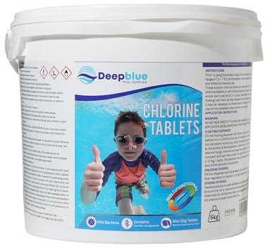 Deep Blue 5KG Multifunctional Chlorine Tablets for Hot Tub, Spa, Swimming Pool. 5KG of 20g Tablets.