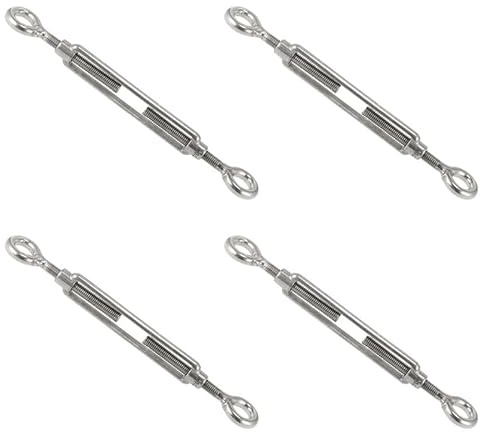 M4 Turnbuckle Eye Tensioners, 304 Stainless Steel Heavy Duty Adjustable Turnbuckle Wire Rope Tensioner for Outdoor Tents Garden Hanging, Pack of 4