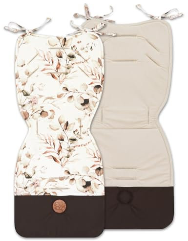 Sitzauflage Buggy Einlage Kinderwagen Zubehör - Sitzunterlage Auto Kindersitz Sitzpolster für Babyschale Fahrradanhänger Baby Sitzauflagen und Unterlage 75x35 cm Minky Blätter