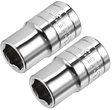 TOP-VIGOR 2Pcs 1/2-Inch Drive 13mm 6-Point Shallow Socket, Metric, Cr-V Drive Socket for Auto Repairing and Household