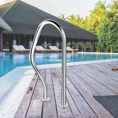 304 Edelstahl In-Ground Pool Geländer Sicherheitshandlauf mit 150 kg Tragfähigkeit (2 Stück) für Pool und Spa Treppen