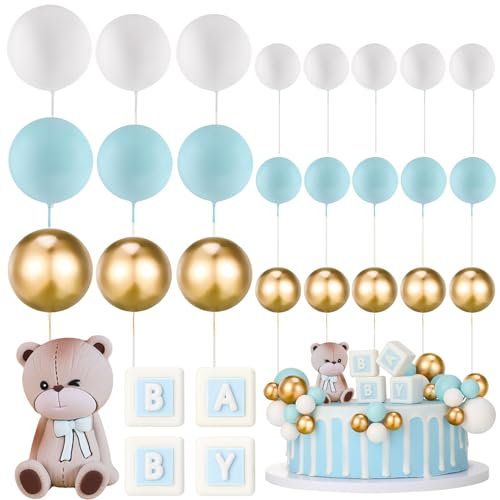 Orso Decorazioni Torta Compleanno, Topper Foam Ball Torta, Topper Cupcake Palline Decorazione, Decorazione per torta a forma di orsetto, per feste di compleanno e baby shower, Matrimonio (B)