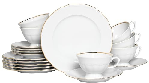 CreaTable, Maria Theresia Gold, 18-teiliges Kaffeeservice aus Porzellan | Geschirrset für 6 Personen, Made in Europe, 24318