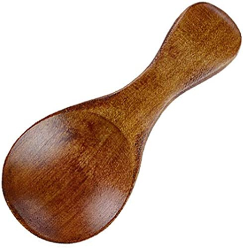 Mini cuillère à sel en bois faite à la main avec poignée courte, peut être utilisée pour les épices, condiments, sucre, miel, café, thé, moutarde, glace, lait en poudre. Traitement tendance