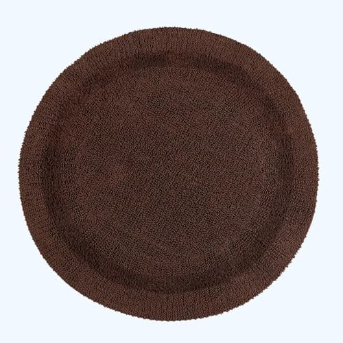 Homescapes Runde Badematte braun, Premium Badvorleger 80 cm, Badteppich Baumwolle mit Wende-Design