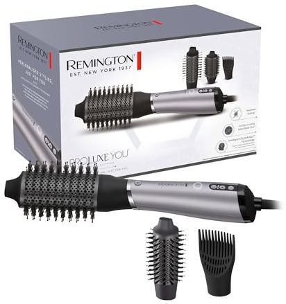 Remington varmluftsborste [3 stylingtillbehör, Intelligent StyleAdapt™ anpassar värmen efter håret] (keramisk beläggning, snabb torkning, volymgivande) AS9880