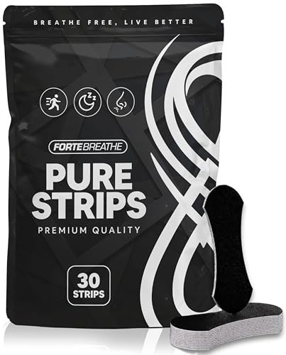 FORTEBREATHE® Tiras Nasales Deportivas Premium – Abre Fosas Nasales, Reduce Ronquidos y Congestión – 30 Días de Suministro para Dormir Mejor y Rendir Más