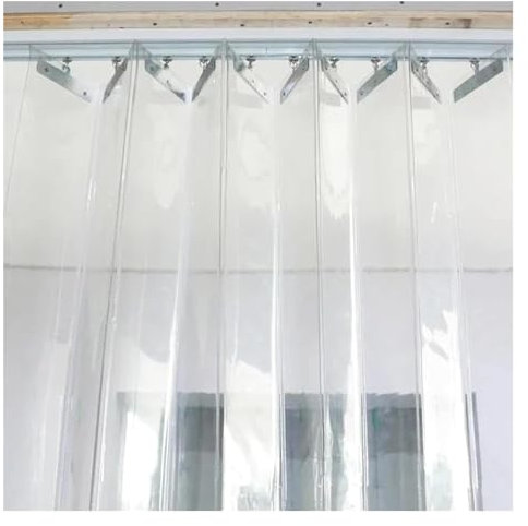 Cortina de Puerta corrediza Plegable de Tiras Transparentes, Cortina de plástico para Puerta, Cortina divisoria de Tiras de PVC Plegable, fácil de Instalar (120 x 220 cm)