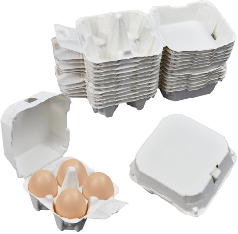 UHETLET 12 Pezzi Scatole per Uova in Cartone Portauova in Polpa Contiene 4 Uova Vassoi Impilabili per Uova di Gallina Scatole per Uova con Coperchio per Imballaggio Trasporto e Frigoriferi