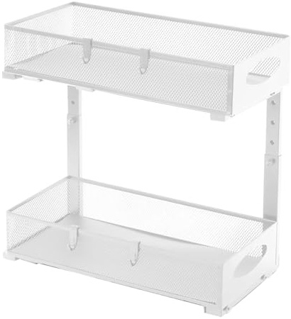 Genérico Organizador Para Debajo Del Lavabo Del Baño | Estante Extraíble De 2 Niveles Para Armario Y Lavabo,Estante Multiusos Para Cocina Organización Hogar Detergente Toallas Papel Tarros Limpieza