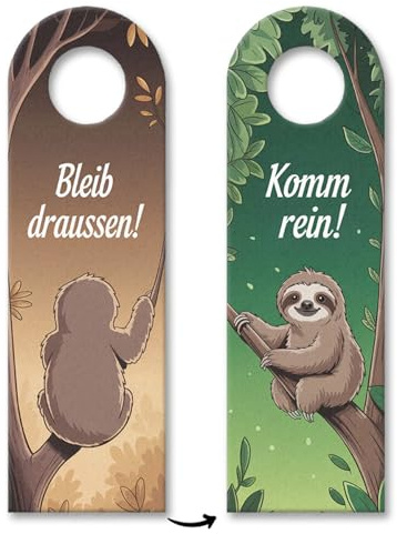 Faultier Bleib draußen! Komm rein! Türhänger für Faultierliebhaber Lustiges Spruch-Dekor fürs Büro oder Zuhause