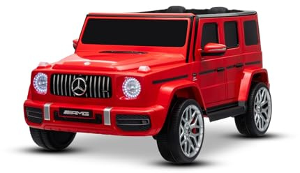 Elektrisches Kinderauto Mercedes-Benz G63 AMG 4x4, Zweisitzer, 24V, rot, MP3-Player mit USB/AUX- und Bluetooth-Anschluss, Allradantrieb (4x4), Lithium-Batterie, Eva-Räder mit Federung, Fernbedienung