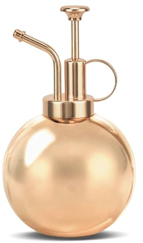 Niboow Edelstahl Pflanzen Sprühflasche, 500ml Pflanzensprüher mit Pumpe, 304 Edelstahl Metall, Kompakt Blumen Zerstäuber, Drucksprüher für Balkon Kleiner Gartenpflanzen Indoor Haus Büro (Roségold)