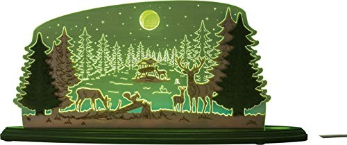 weigla - Schwibbogen original Erzgebirge I Motiv Waldidylle I Dekoleuchte I LED-Lichterbogen I Größe 47 x 22 x 8,2 cm I Inklusive Beleuchtung I Deko innen I aus Holz & Acryl