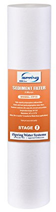 iSpring FP15 5 Micrones 10 x 2.5 Cartuchos de Filtro de Sedimento Universal, 15,000 Galones, Multicapa, 10 x 2.5, Blanco