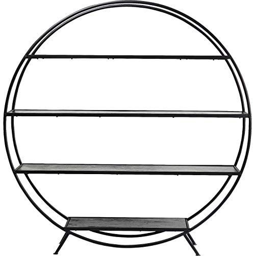 Kare Design Regal Mason Round, rundes Regal mit 4 Einlegeböden für Deko und Bücher, rundes Bücherregal, modernes, Schwarzes Standregal (B/H/T) 180x185x13cm