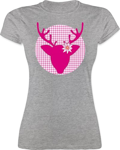 Shirtracer - Shirt Damen - Kompatibel mit Oktoberfest - Hirsch Edelweiß