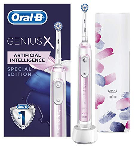 Oral-B Genius X Elektrische Zahnbürste/Electric Toothbrush, 6 Putzmodi für Zahnpflege, künstliche Intelligenz & Bluetooth-App, Lade-Reiseetui, Design Edition, Geschenk für Sie/Ihn, blush pink